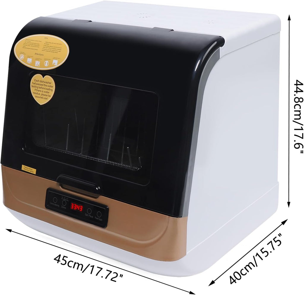Portable Automatic Countertop Dishwasher Mini Dish Washer with Air Dry Function 3 Washing Programs 360 Degree Spraying Water