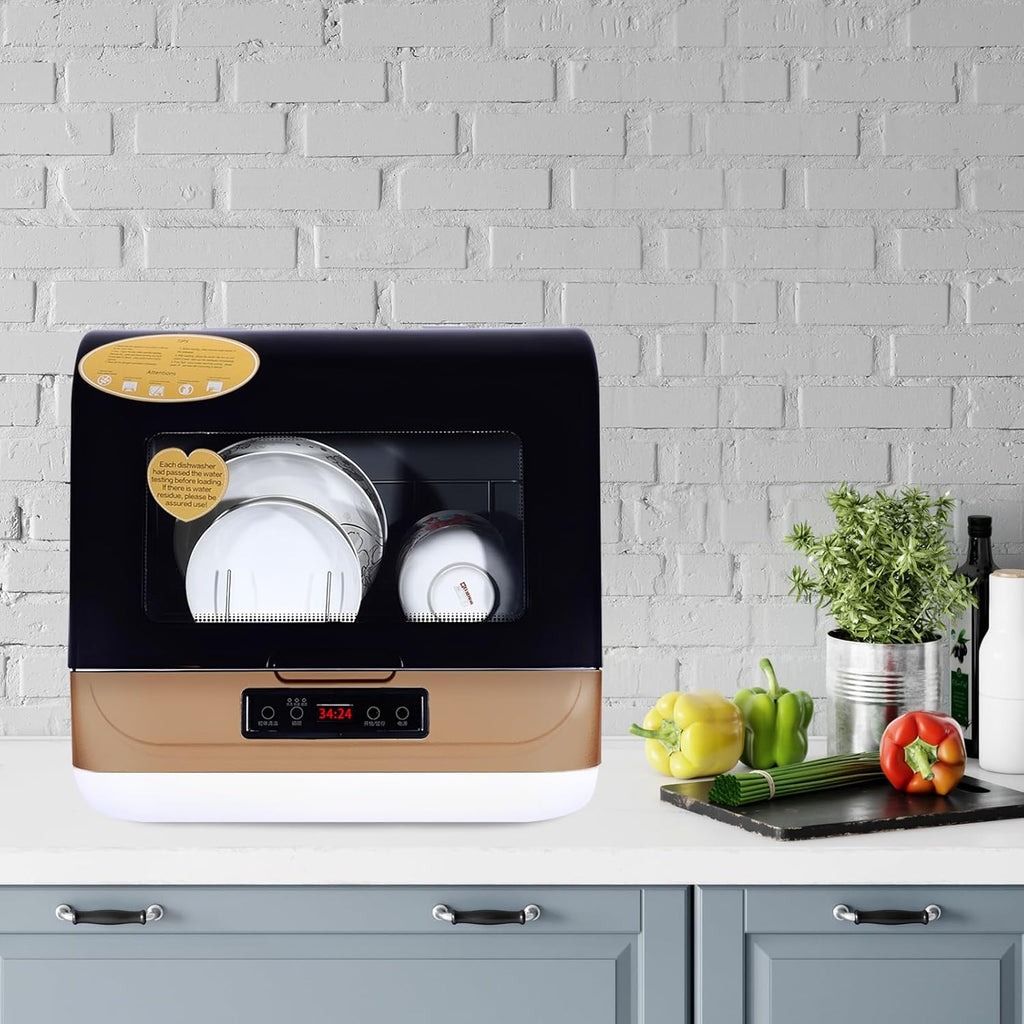 Portable Automatic Countertop Dishwasher Mini Dish Washer with Air Dry Function 3 Washing Programs 360 Degree Spraying Water