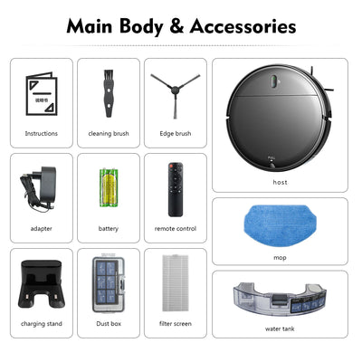 Robot Vacuum Cleaner 15kPa Power Auto Charging App Control Water Tank Wet Mopping Robot Vacuum Cleaner Electric Sweeper